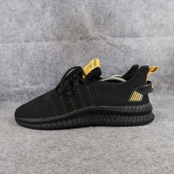 Shoes Mens 44 Athletic Trainers Running Active Knit Black Comfort Sneaker Sport - Picture 4 of 12